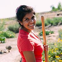 A woman doing community service